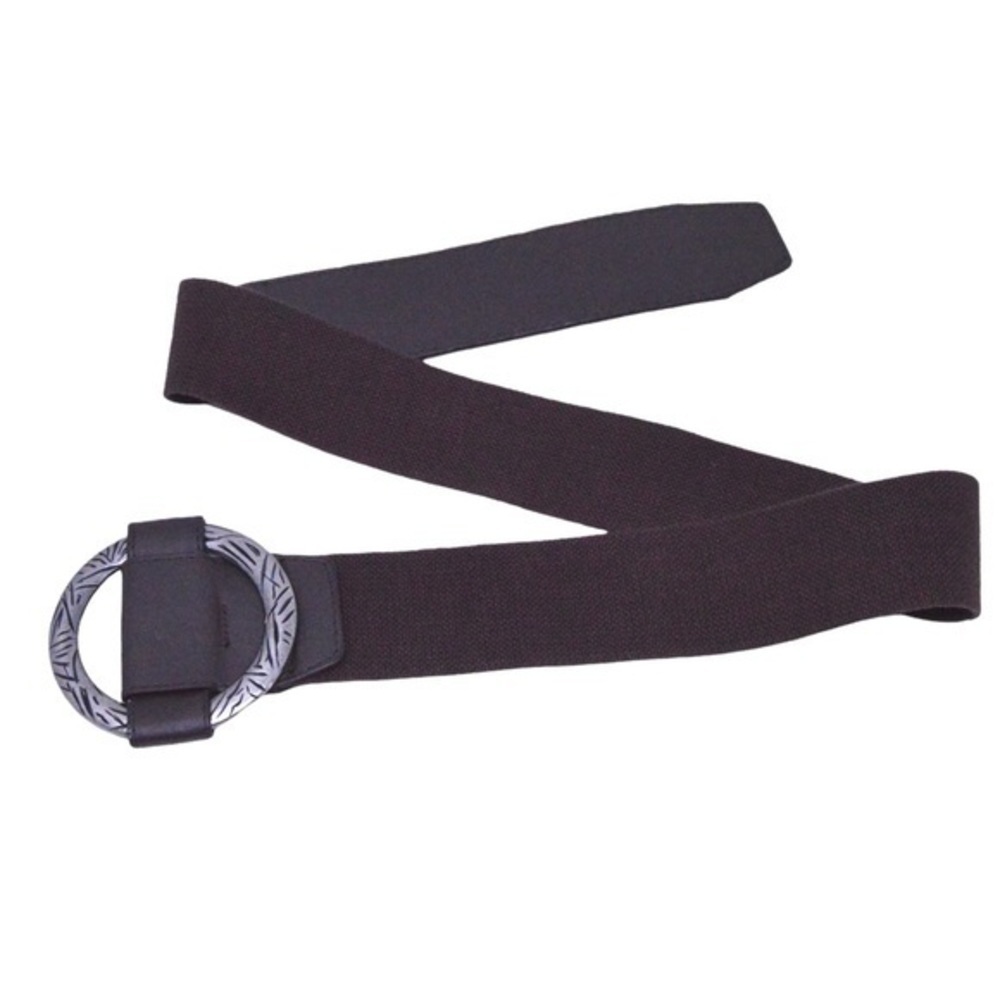 BaliBelt Studio Deep Brown Stretch Belt‎ with Silver Ring Buckle, S/M